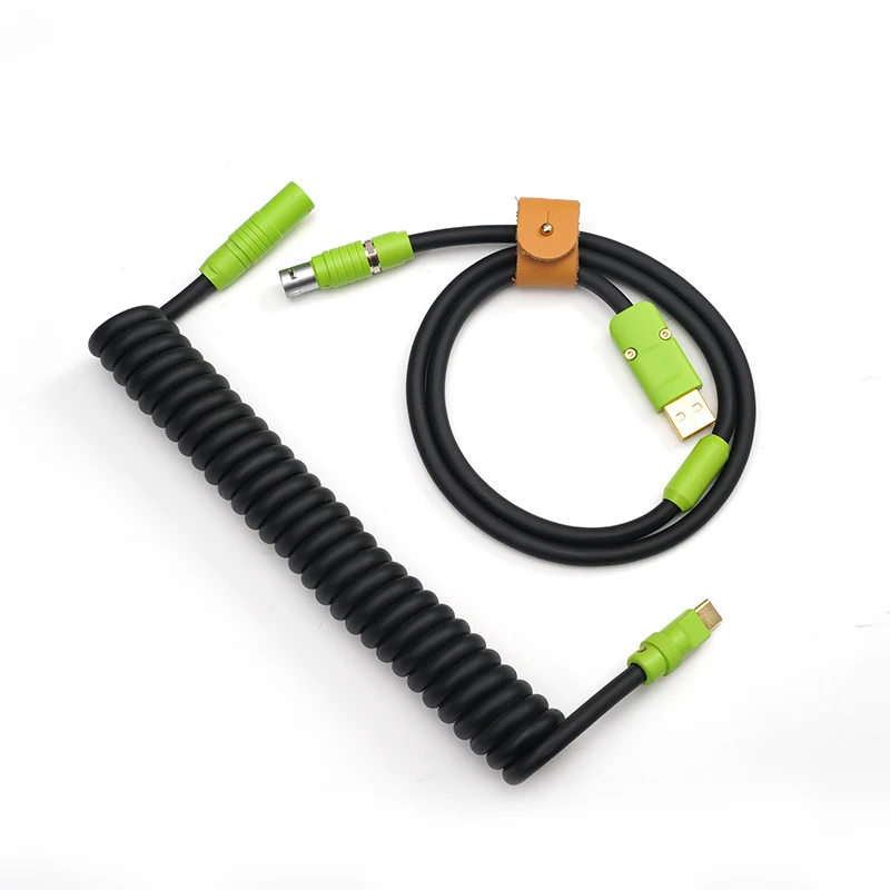 GeekBable Handmade Customized Mechanical Keyboard Data Cable Rubber Spring Rear Green Hardware Rubber Black