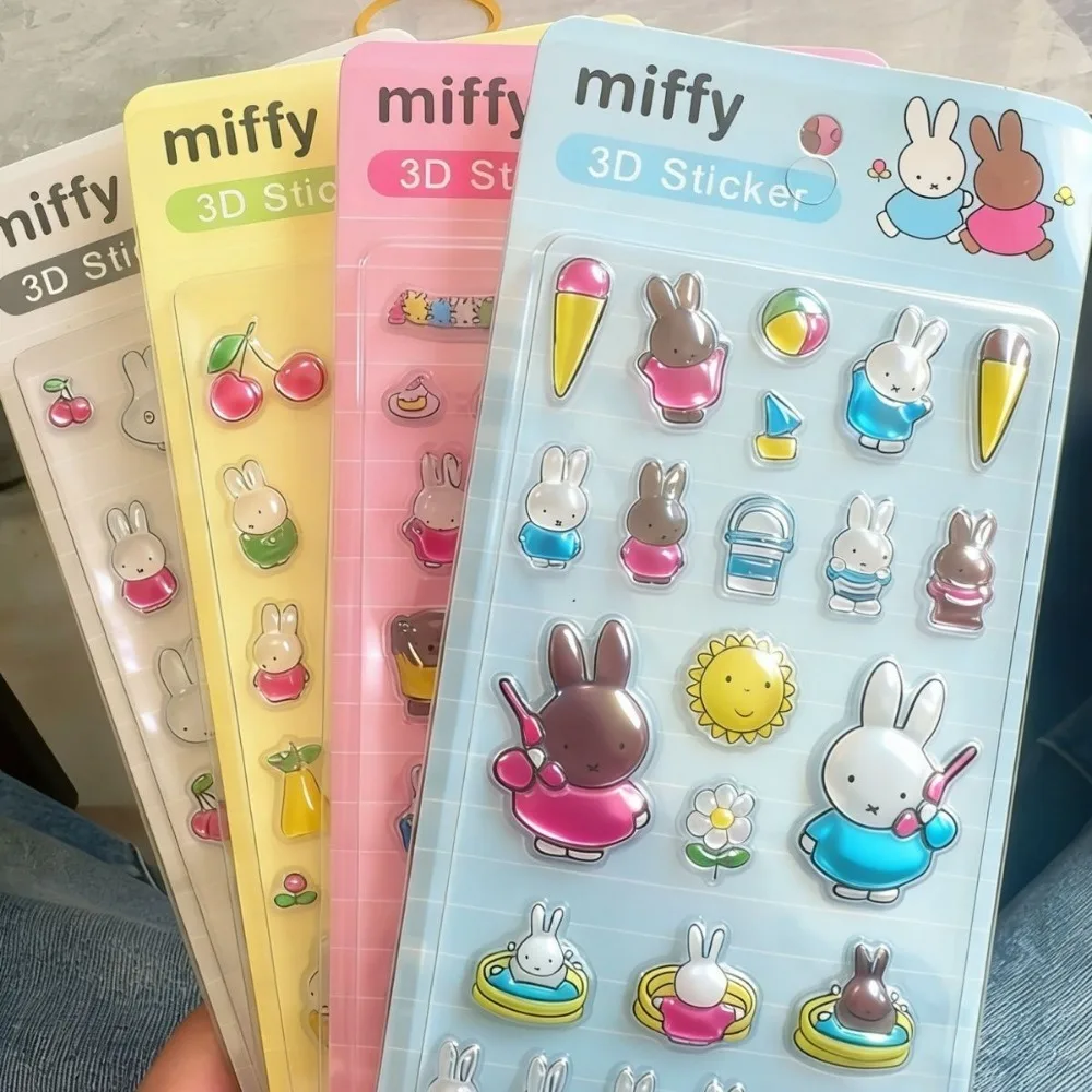 

4PCS New Miffy 3D Stereo Stickers Cute Crystal DIY Stickers for Phone Decoration Handmade Craft Scrapbook Decor Anime Peripheral