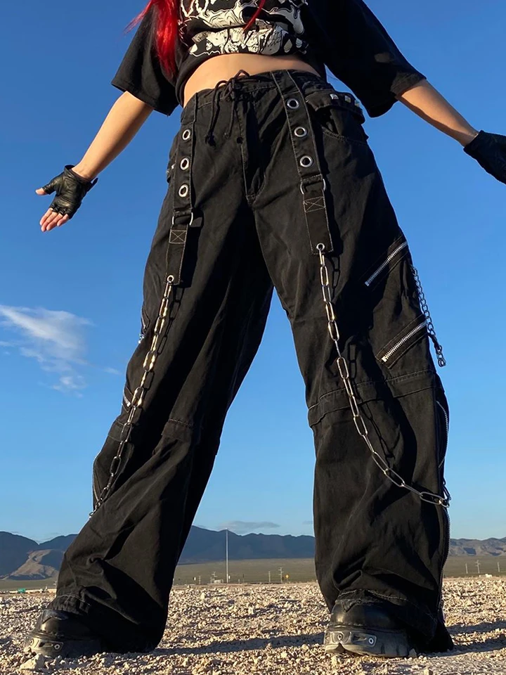 Hip Hop Cyber Punk Baggy Cargo Pants Women Hot Girl Loose Street