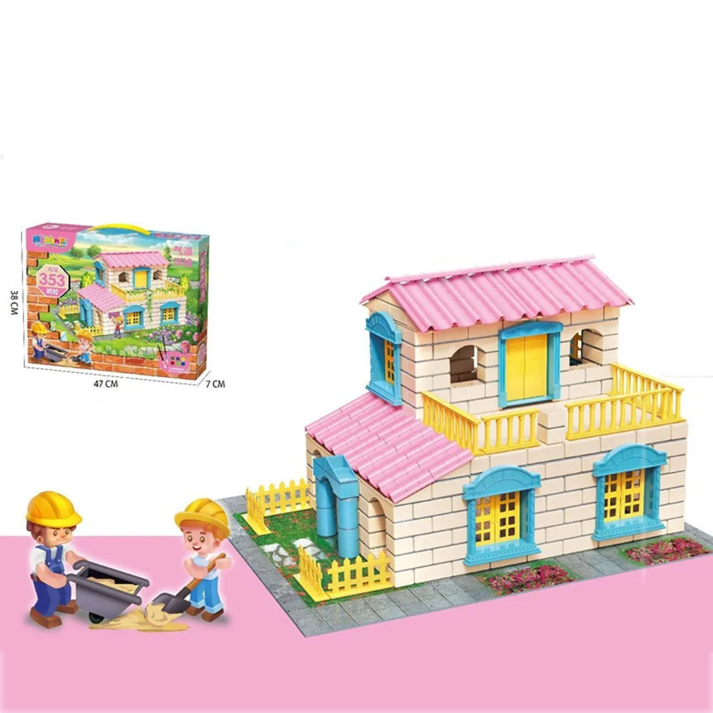 Multicolor DIY Building House Block Set Plastic Tile Houses Simulation Brick Houses Kit Cottage Style Miniature Size