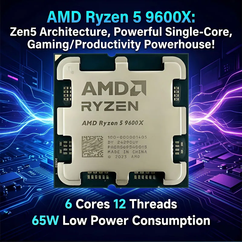 AMD 新しい Ryzen 5 9600X プロセッサ 5.4GHz 6 コア 12 スレッド 38MB