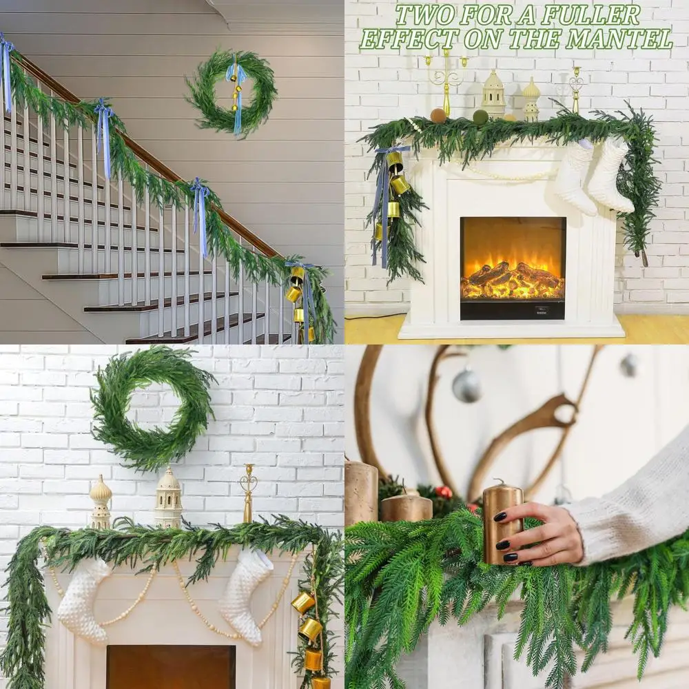 

Реалистичная 9-футовая искусственная сосновая гирлянда Norfolk для рождественского мантии, использования в помещении или на открытом воздухе