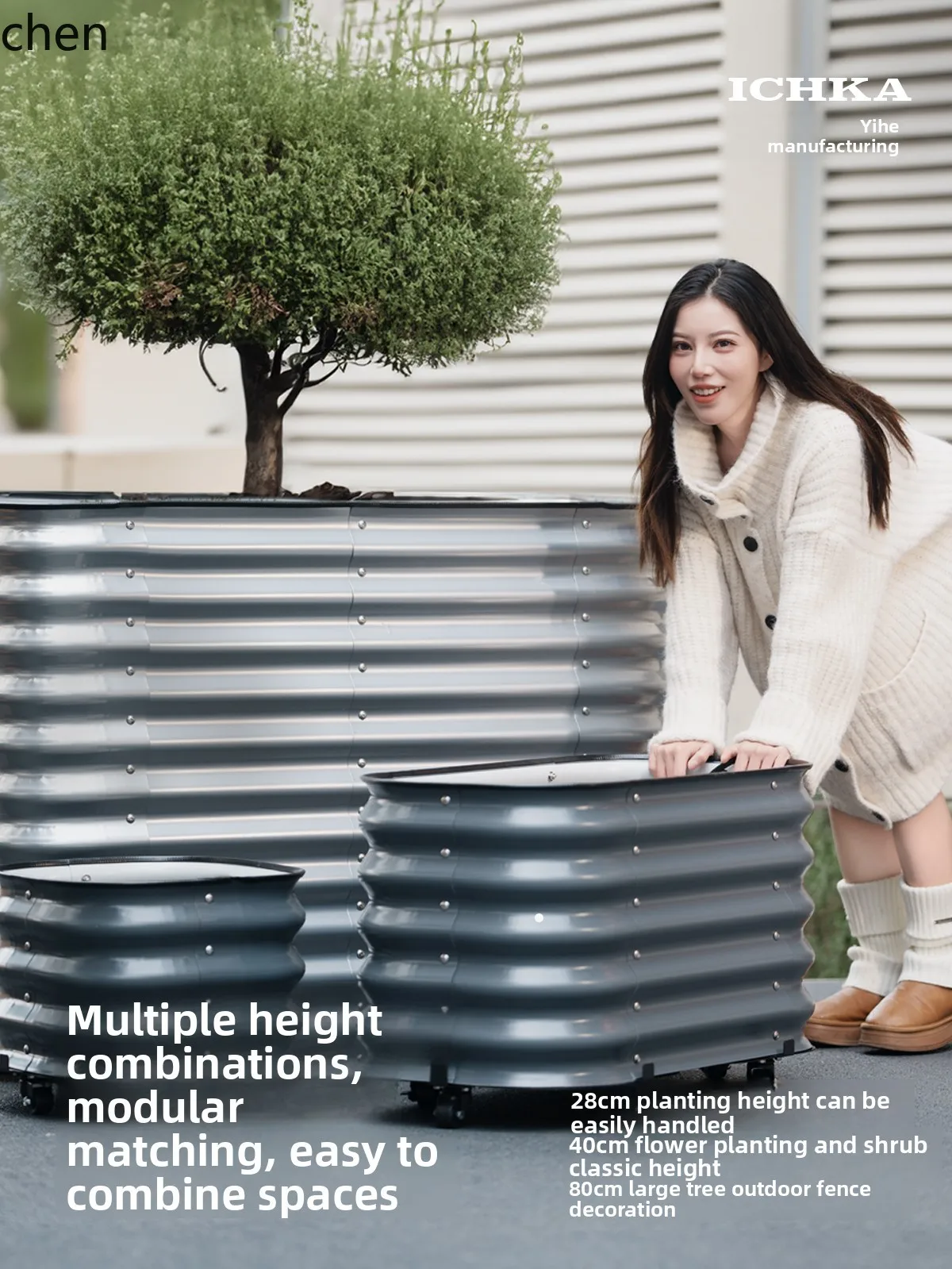 Custom Tree Planting Box Mall Square Outdoor Mobile Flower Box Extra Large Flower Pot Planting Box