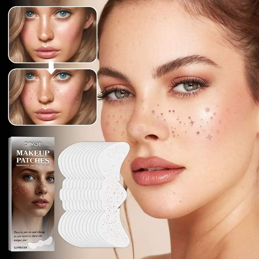 12 Pcs Waterproof Face Makeup Patches Glitter Freckles Glitter Freckles Sparkle Makeup Patches Sparkle Silver Gold