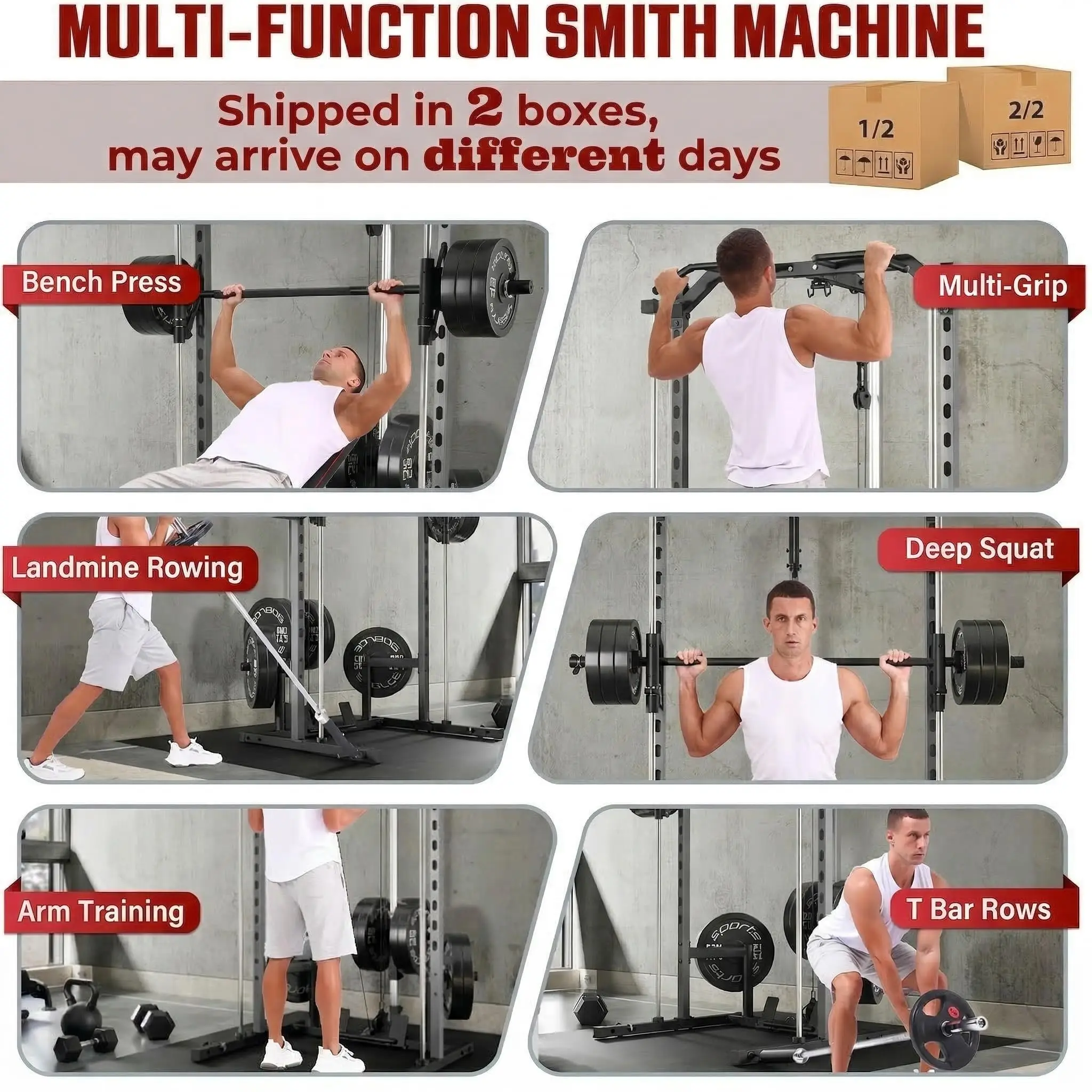 All-in-One Adjustable Smith Machine with LAT-Pull Down System