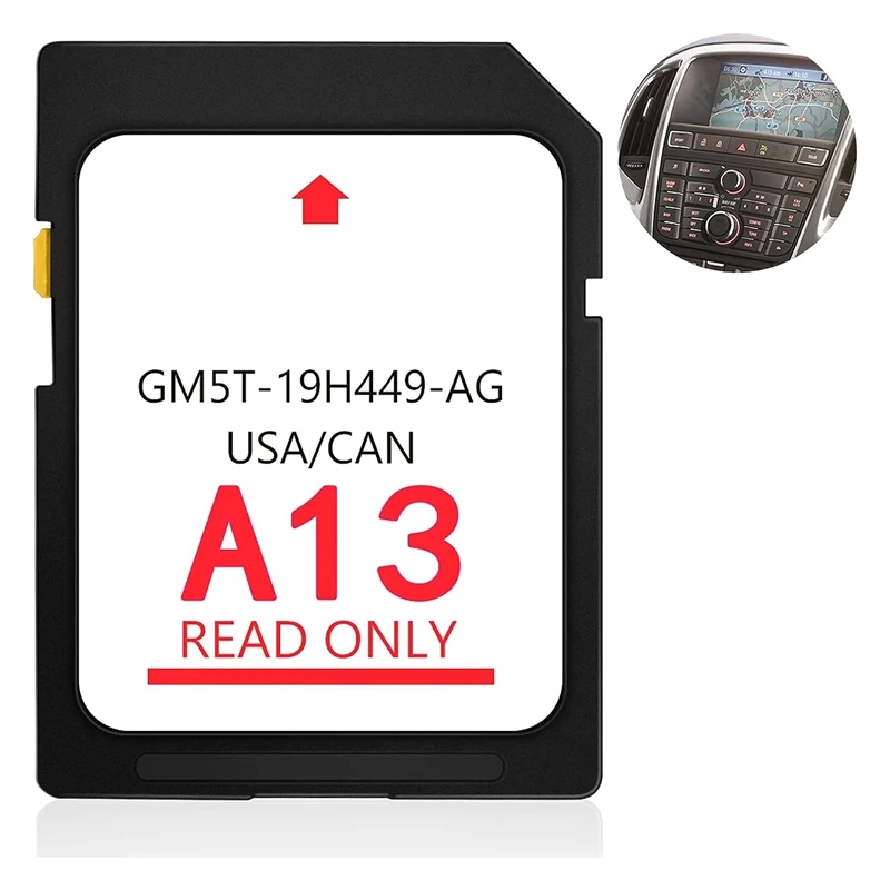 การ์ดนำทาง A13 1ชิ้นการ์ดเชื่อมต่อ2022ล่าสุดพร้อมระบบซิงค์ข้อมูลแผนที่สหรัฐอเมริกา/แคนาดาแผนที่พลาสติกสีดำ