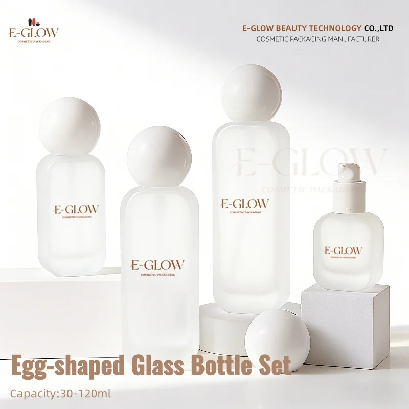 

【Нанесение логотипа】1 шт. портативный стеклянный флакон для духов в форме яйца, матовый, прозрачный, с сферической крышкой, объемом 100 мл, 50 г.