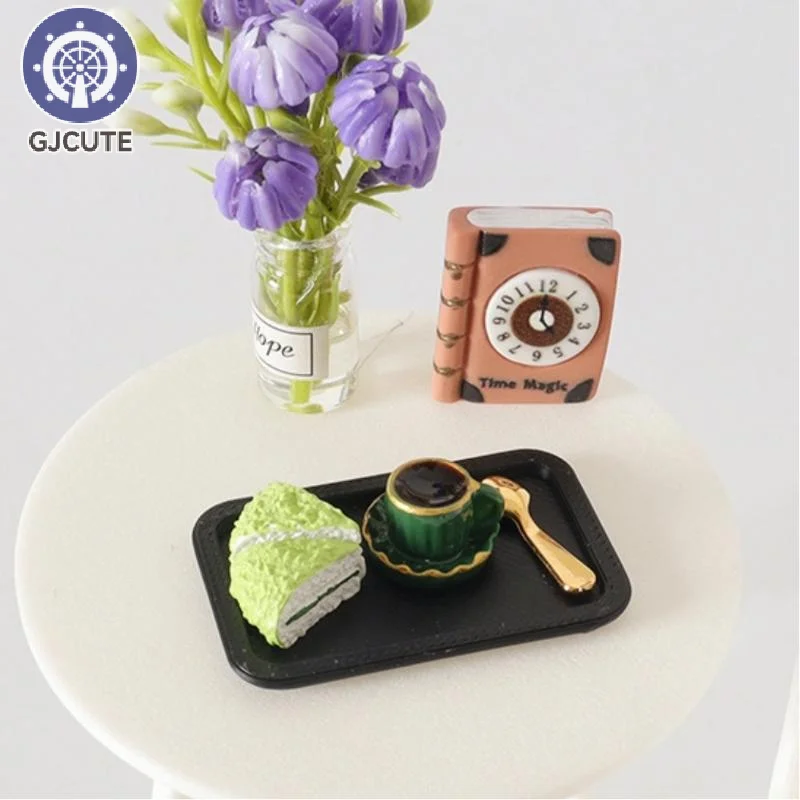 Decoración de escena de té de la tarde, casa de muñecas en miniatura, bandeja de café Dim Sum, juego de cocina, Mini comida para muñeca Blyth, accesorios de juguete, 5 uds.