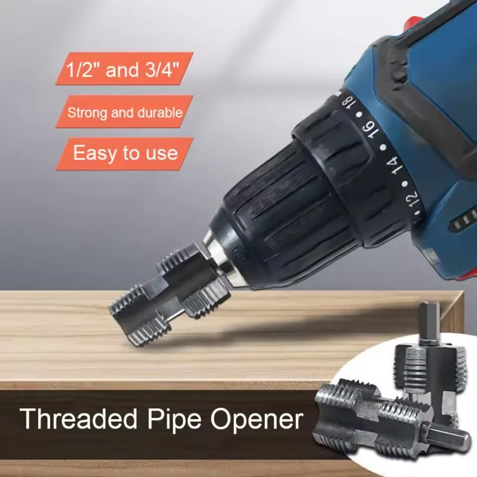 Pipe Threader Tool High-Speed Steel Ribbon Pipe Opener Faucet Installation Electric Drill Water Pipe Threader Tools Accessories