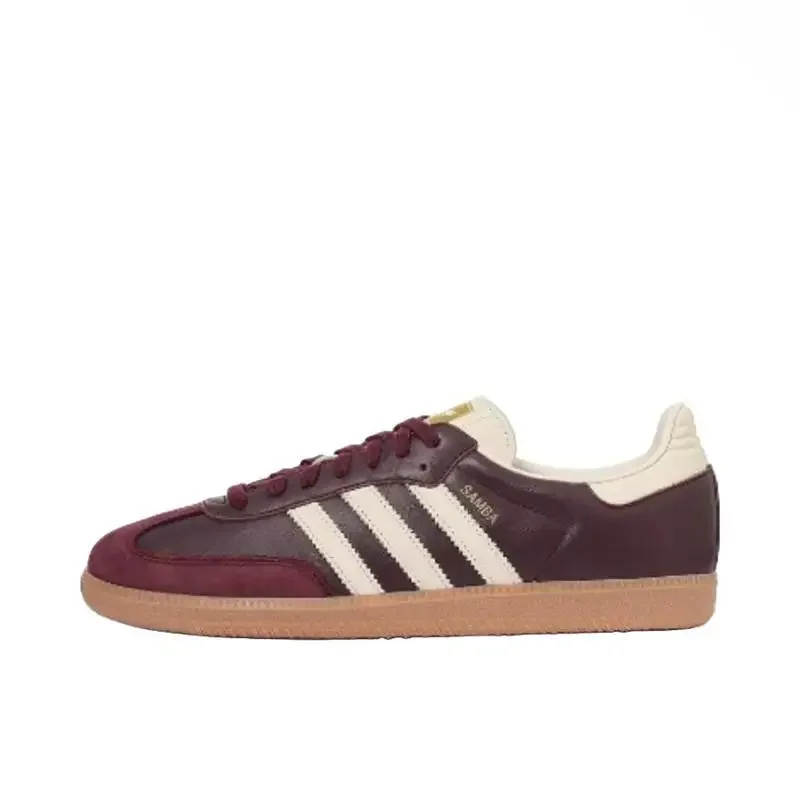 Adidas Samba OG Maroon Gold Metallic ID0477 Abrasion Resistance Cushioning Low-top Men's/Women's Board Shoes