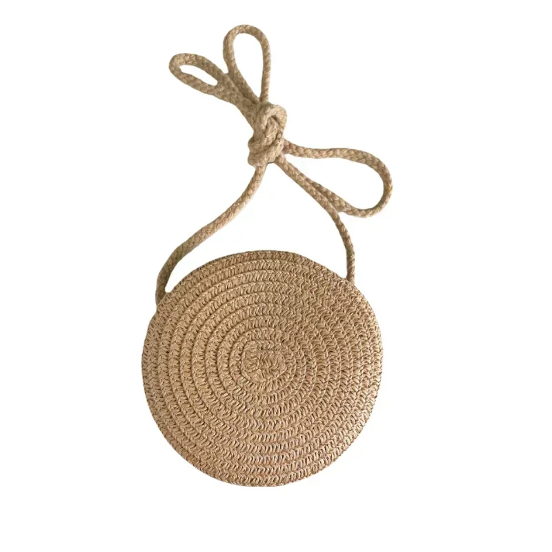 Round Straw Bag Women Woven Beach Crossbody Bag for Ladies Cute Shoulder Rattan Handmade Knitted Candy Color Small Handbag Bolsa