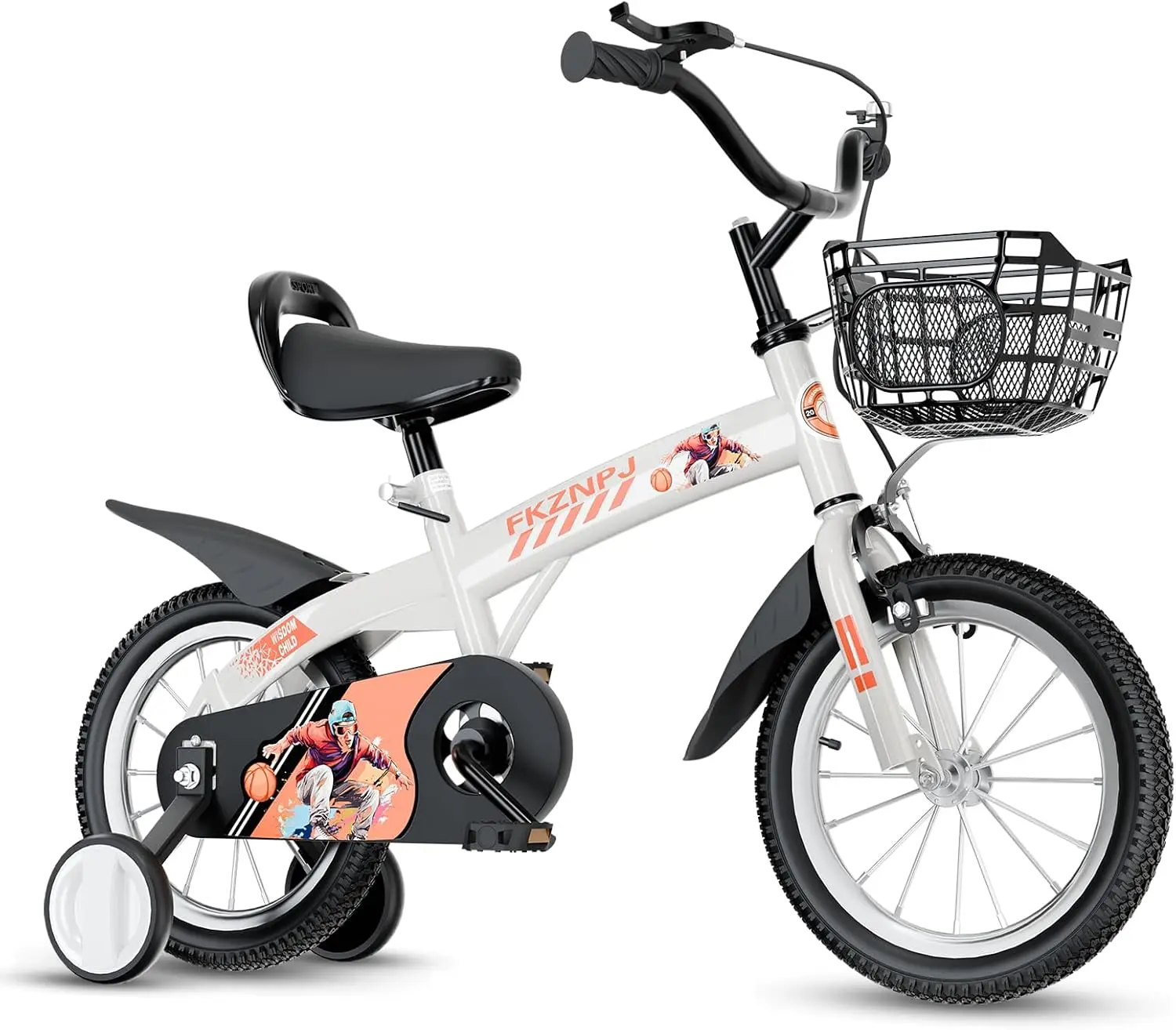 دراجة أطفال مقاس 16/18 بوصة مع عجلات تدريب للأولاد والبنات، دراجة قابلة للتعديل للأعمار من 4 إلى 8 سنوات، فرامل يدوية وكوستر، سلة، دبوس