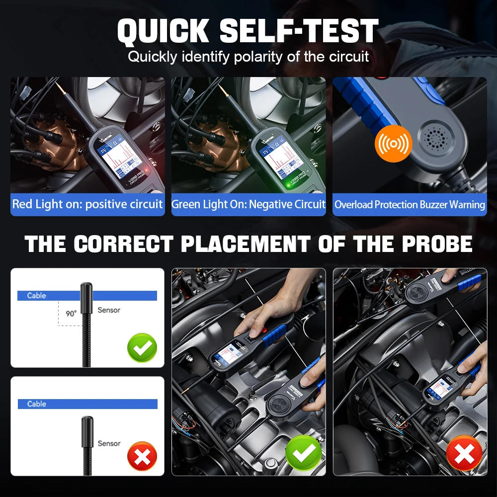 2024 VDIAGTOOL V200 Pro Tester della sonda del circuito di alimentazione automobilistico Strumenti di ricerca dell\'interruttore 12/24V Strumenti