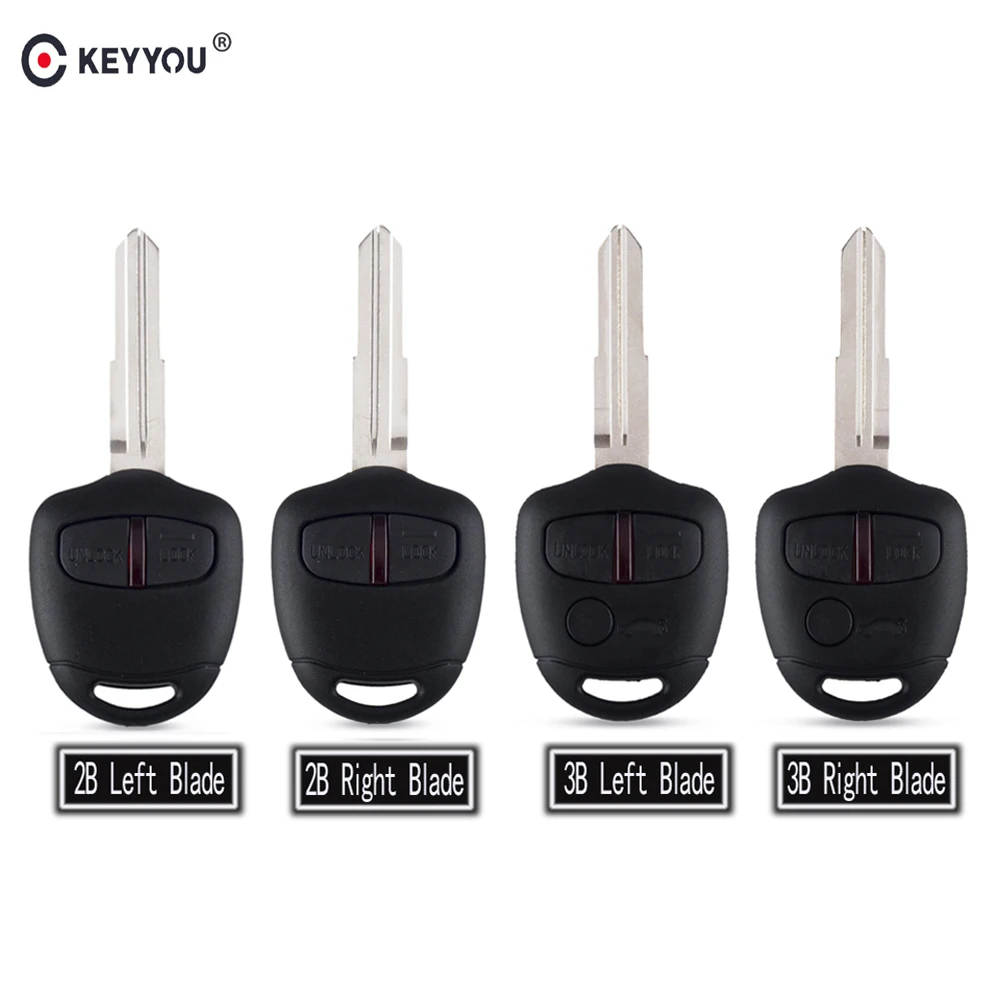 

KEYYOU 20X Uncut Left/Right Blade Car Key Shell Case Fob For Mitsubishi Lancer Evolution Grandis Outlander 2/3 Button Remote Key