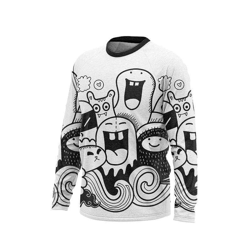 

Мужская футболка для езды на мотоцикле, гоночная рубашка с длинными рукавами с 3D-принтом, дышащая, быстросохнущая, стильная спортивная одежда для мотоциклов