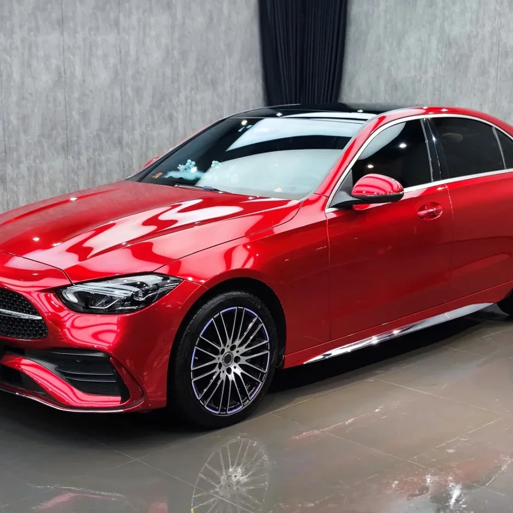 

Car Sticker Liquid Metal Cherry Red Color Change Vinyl Film PET Bubble Free Wrapping Car Accessories Auto Self Adhesive Decals