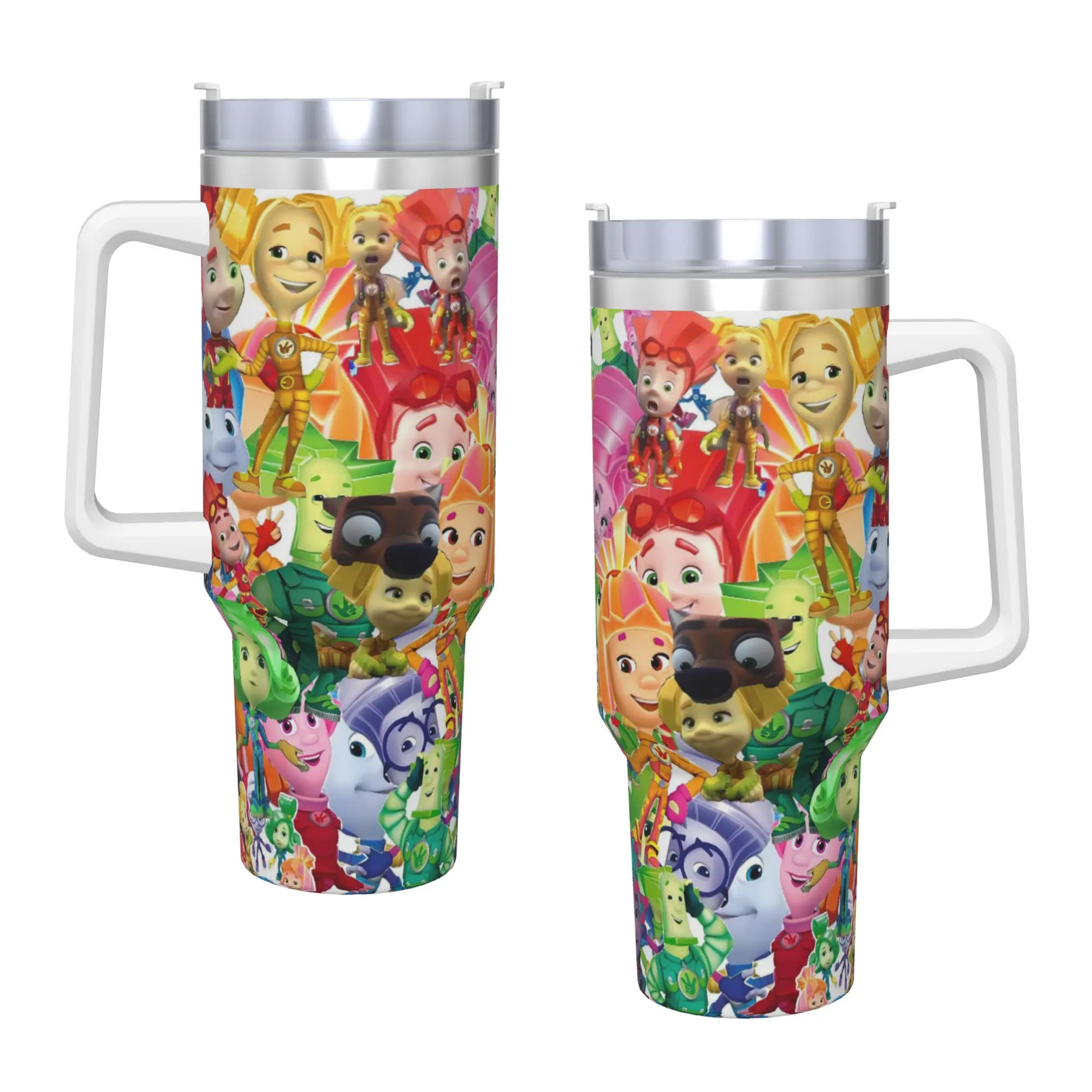Stainless Steel Tumbler The Fixies Car Mugs With Straws Driving Drinks Water Bottle Heat Preservation Large Capacity Coffee Mug