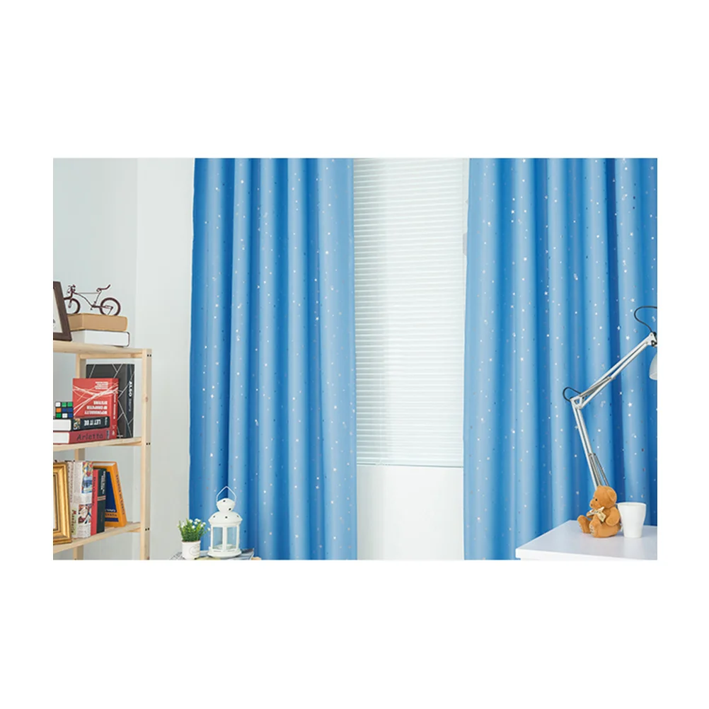 Estrelas impressas cortina de janela blackout céu azul proteção solar privacidade sala escurecimento cortinas para sala estar quarto