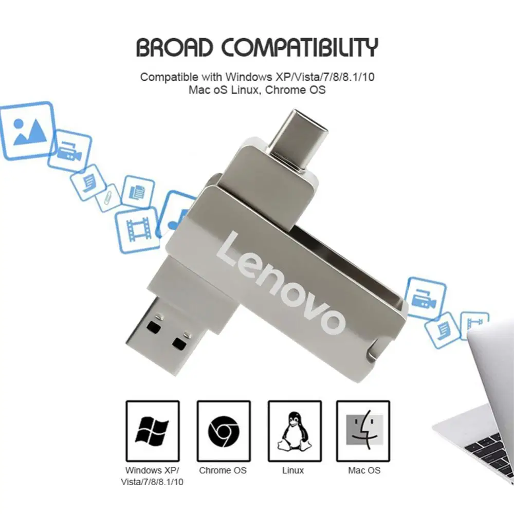 Lenovo USB3.0 OTG Pendrive 1TB Usb Flash Drive Metal Usb Memory Waterproof High-speed 2TB UDisk 128GB Pen Drive For Xiaomi Phone