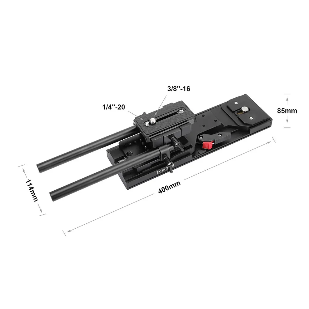 SZRIG VCT-14 Video Camcorder Camera V-Mount QR Durable Plate With Manfrotto Baseplate 15mm LWS Dual Rod Support System