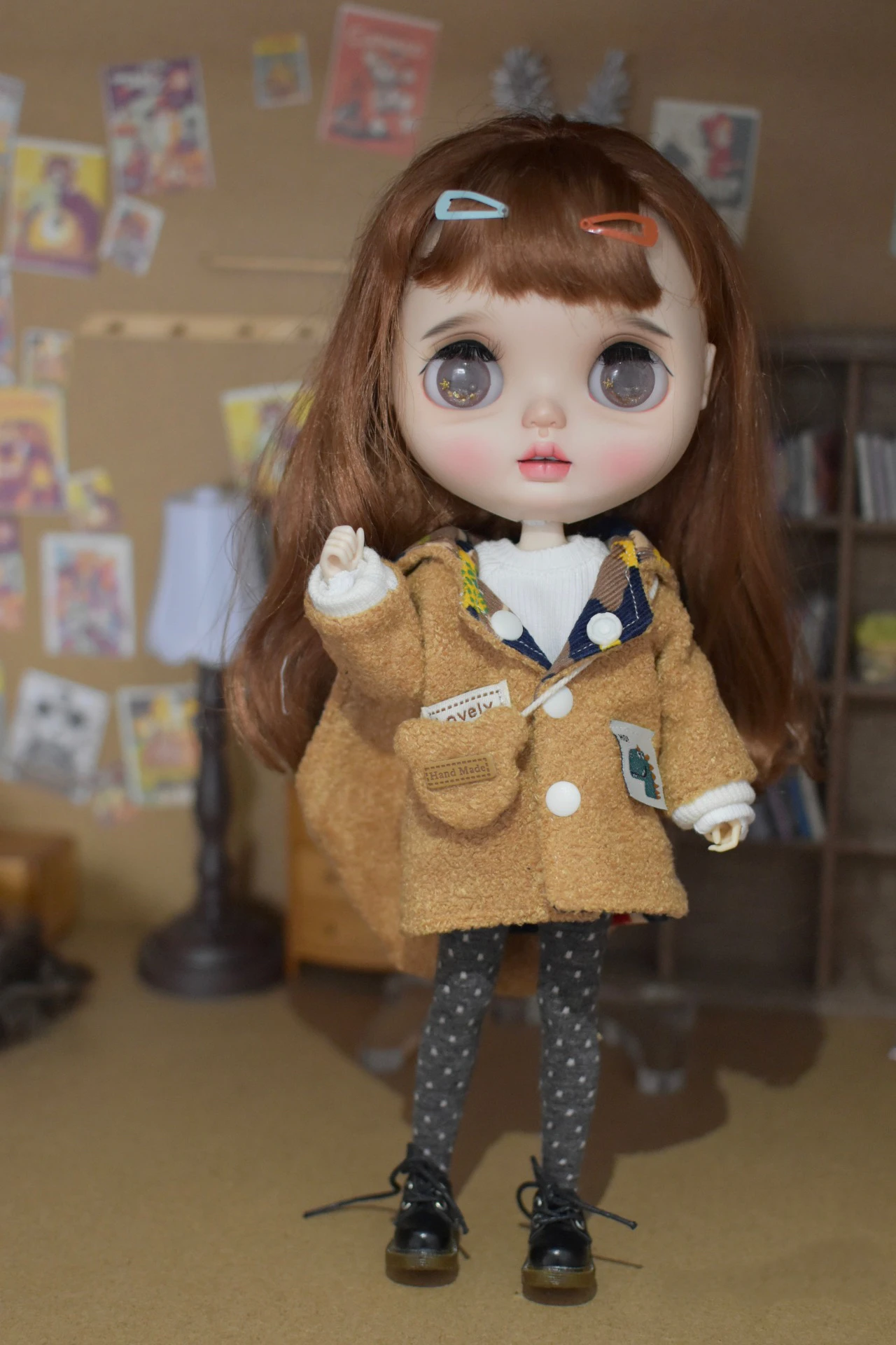 Blythe clothes 1/6  30cm Bear suit wear coat on both sides dress skirt bjd toys cloth (Fit for Pullip,Ob24, Licca)