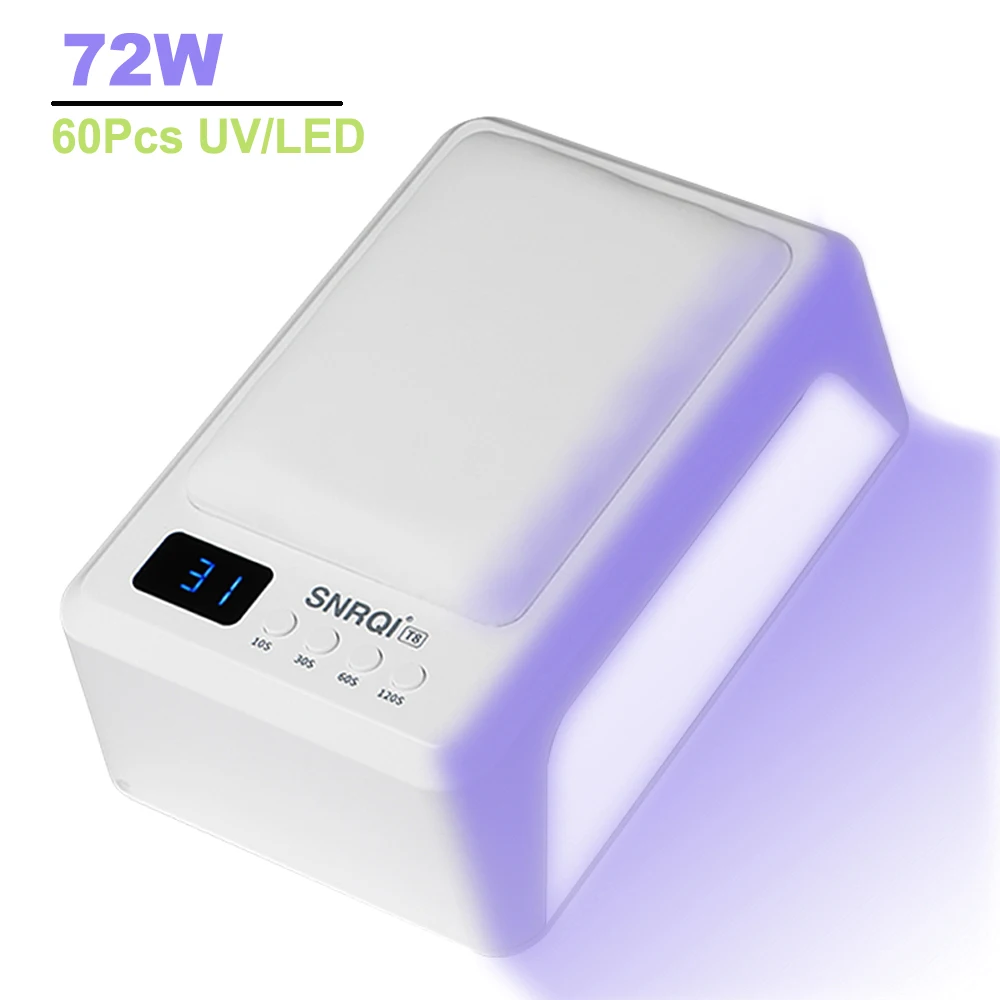 Nuova lampada per asciugare lo smalto per unghie da 72 W con cuscino per le mani per unghie Art Cuscino per bracciolo a due mani Secadora de uñas Lampada per unghie a LED UV