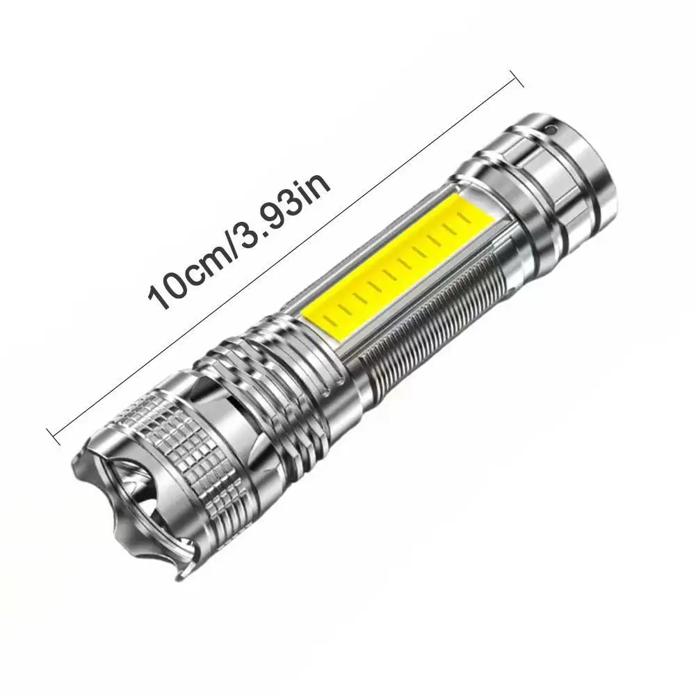 Portable Zoom LED Rechargeable Flashlight 3 Lighting Modes Camping Light Mini Torch Built In Battery Waterproof Long Range