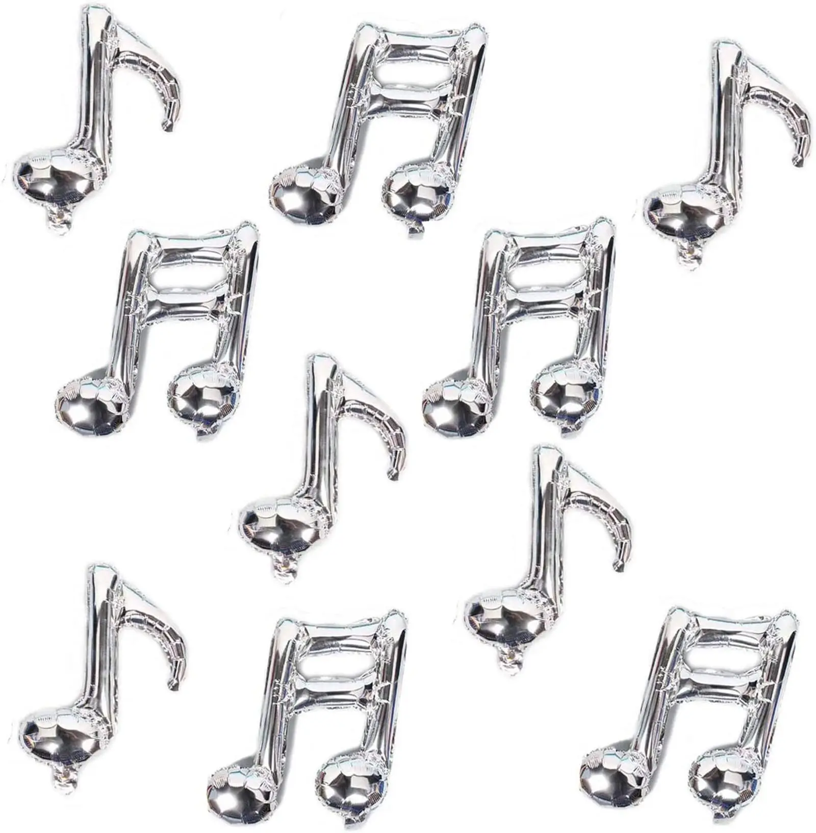 8Pcs Musical Note Aluminum Foil Balloons Guitar Silver Happy Birthday Party Music Balloons Banner Decorations