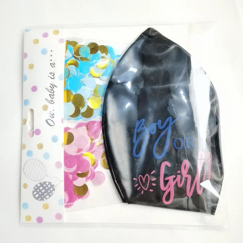 Black Boy Or Girl Gender Reveal Balloons 36inch Latex Balloon with Confetti for Baby Shower Birthday Party Decor Globos Supplies