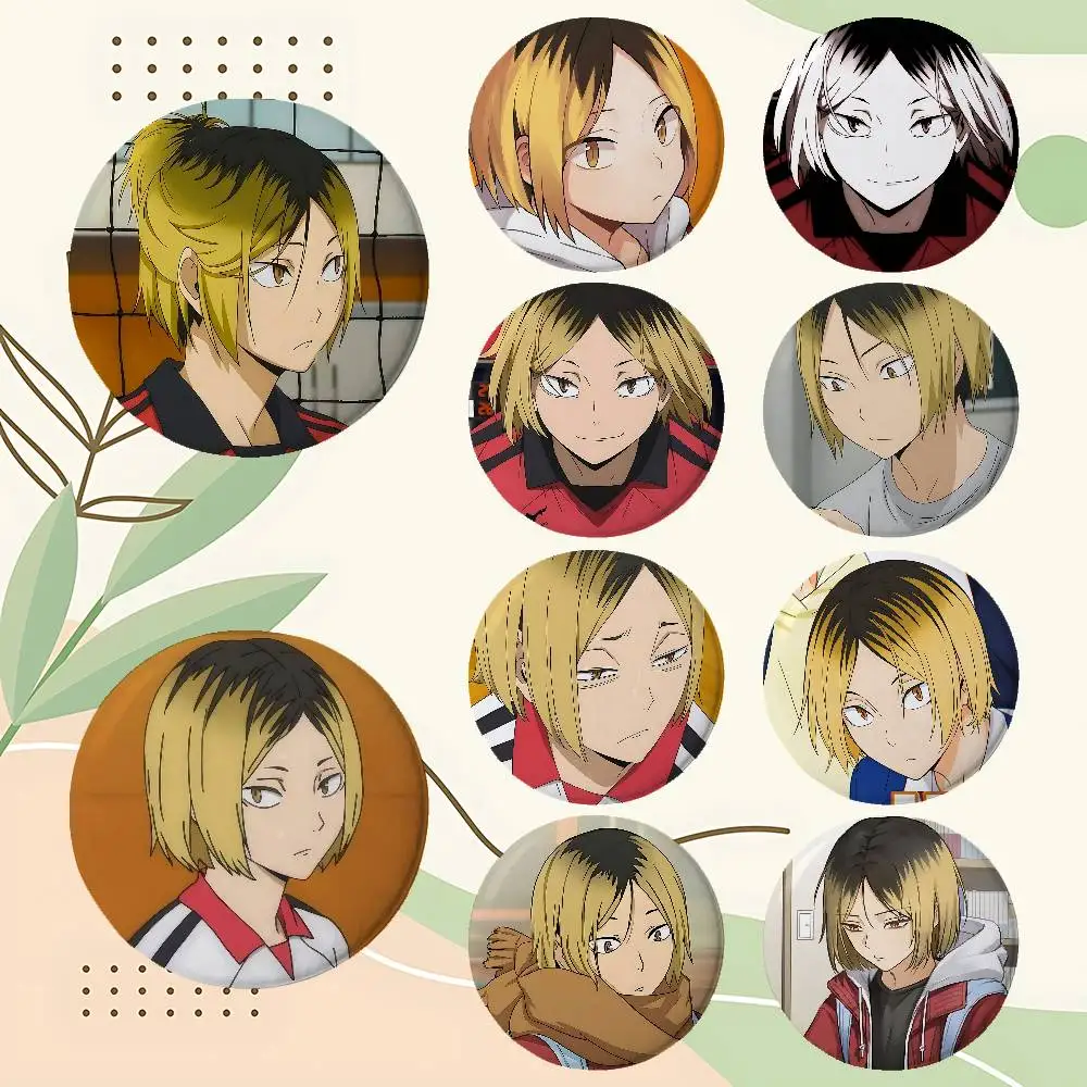 Cartoon Kenma Kozume Broschen Stilvolle Ornament-Pins Exquisite Runde Anstecknadeln Taschenaccessoires Schmuck Geschenke
