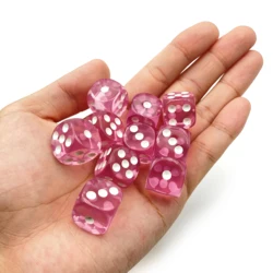 High Quality 10Pieces/Set 16mm Transparent Colorful Acrylic Round Corner 6 Sided D6 Point Dice For Family Board Game