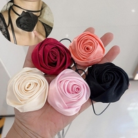 Fashion Collar Necklace Rose Flower Choker Necklace Simple Lace-up Neck Chain  Dropship