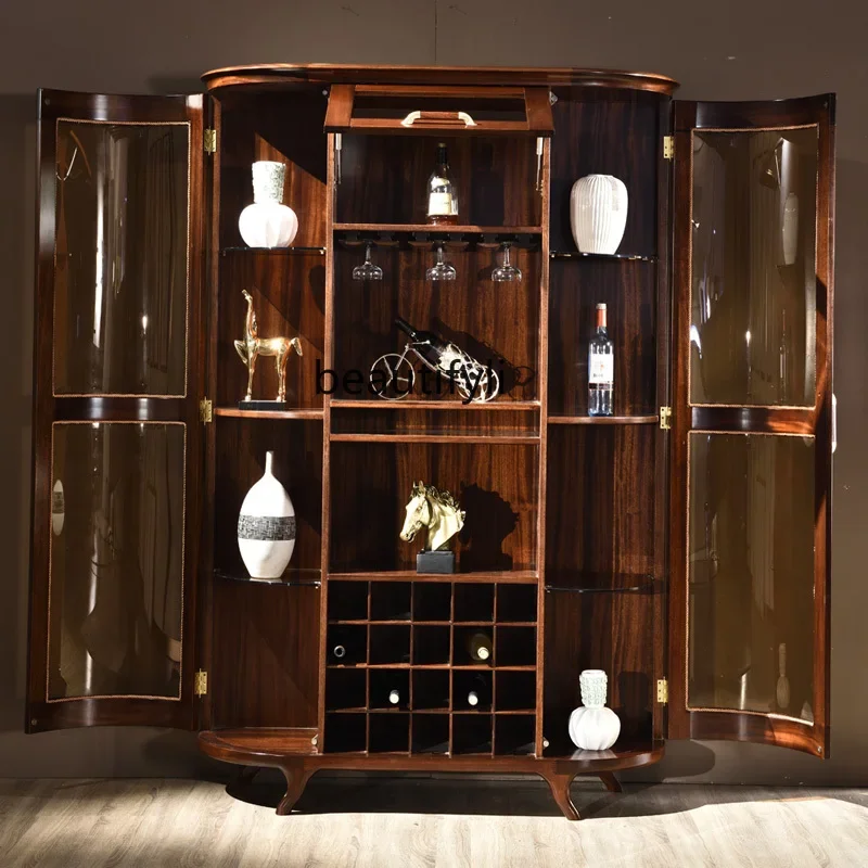 

Walnut solid wood hall cabinet, living room partition entrance wine cabinet, modern Chinese simple foyer cabinet