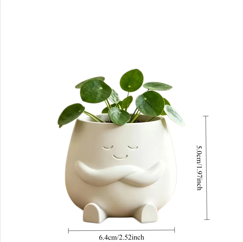 Adorable Smiling Shaped Flower Pot 3D Printed Desk Accessory Unique Present for Classmates Coworker Study Room Bookshelf Display