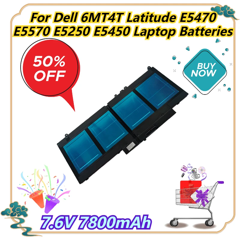 

7.6V 7800mAh For Dell 6MT4T Latitude E5470 E5570 E5250 E5450 Laptop Batteries
