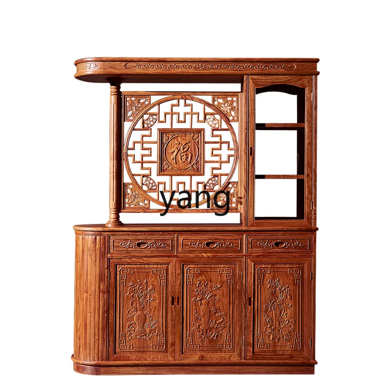 

Входной шкаф YJQ, китайская гостиная, двухсторонняя перегородка из массива дерева, винный шкаф из красного сандалового дерева