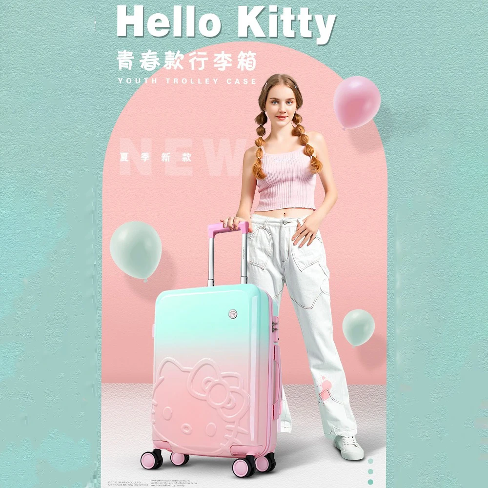 Hello Kitty 20 24Inches Sanrioed Girl\'s Luggage Box Cartoon Student Princess Trolley Case Student Lightweight Cartoon Suitcase