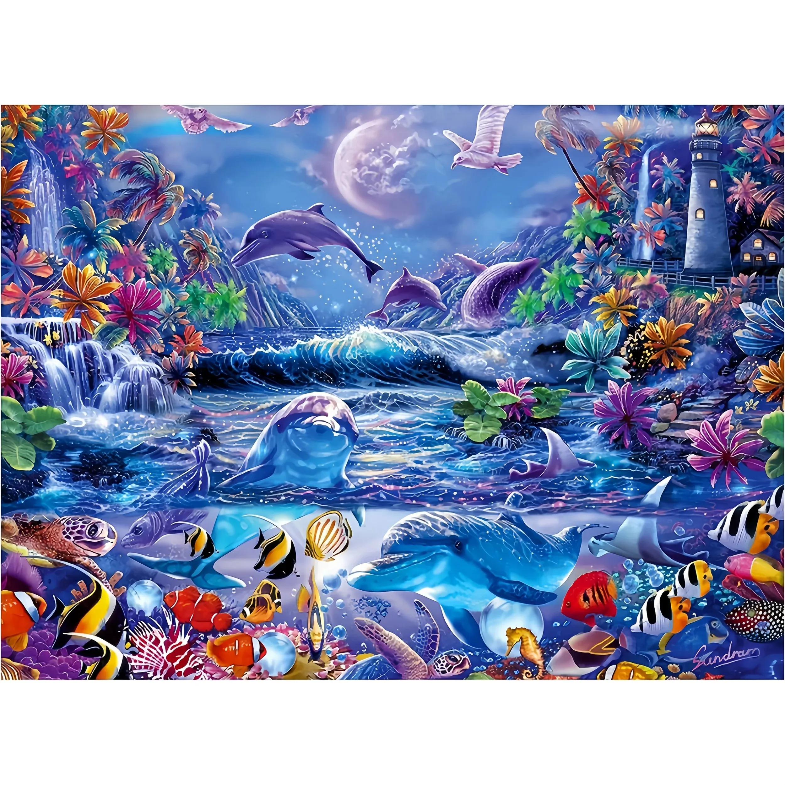 

Adult Jigsaw Puzzle 500/1000 pcs Puzzle "Ocean Animal World Paper Puzzle Decorative Painting Exercise Brain Thinking