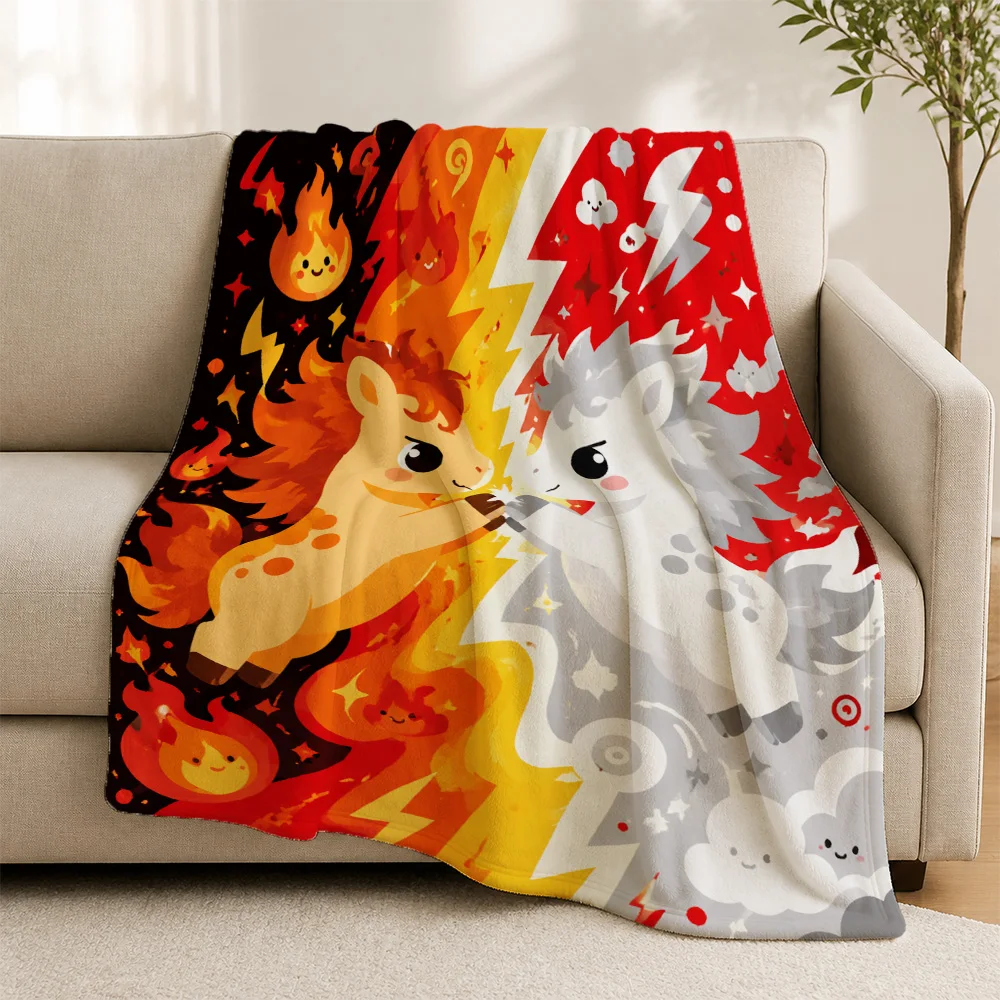 Cute Fantasy Mythical Creature Print Throw Blanket for Sofa Cozy Decor Living Room Home Gift Abstract Dragon Art