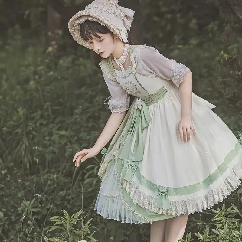 [Raw as Summer Flower]Summer New Jsk Sling Dress Daily Lovely Lolita Skirt Goth Dresses Women Lolita Gothic