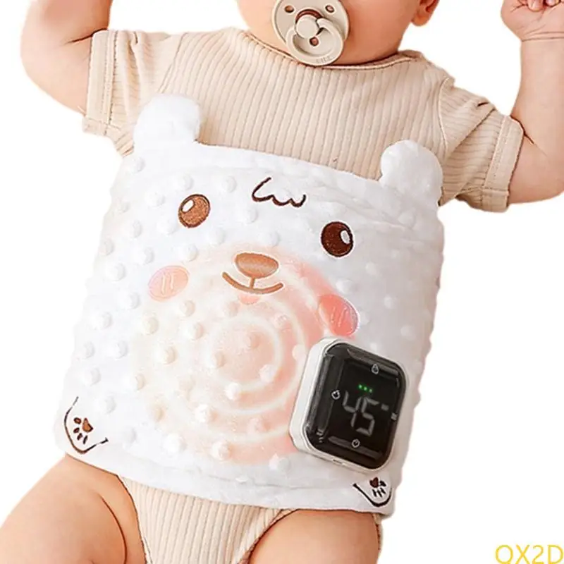 

QX2D Newborns Essential Heated Belly Band with Gentle Massage Option 5-Gear Adjustable for Relieving Colic & Upset Stomach