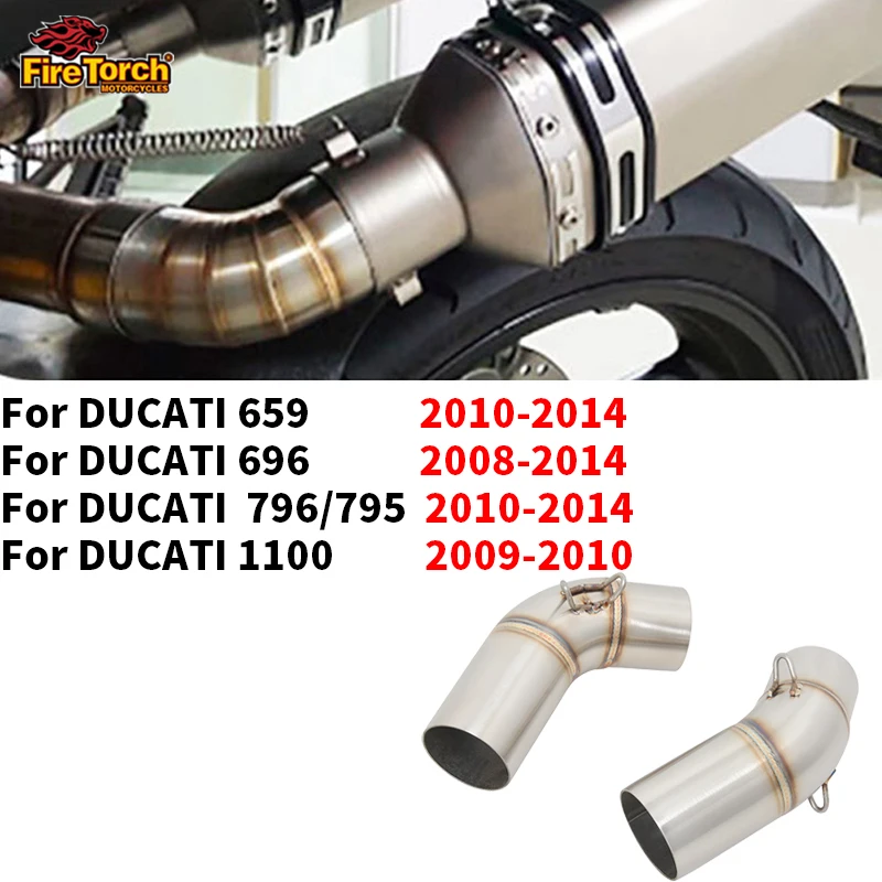 Slip On For Ducati Monster 659 696 695 795 1100 Hypermotard 796 2008 - 2014 Motorcycle Exhaust Mid Link Pipe 51mm Espace Moto