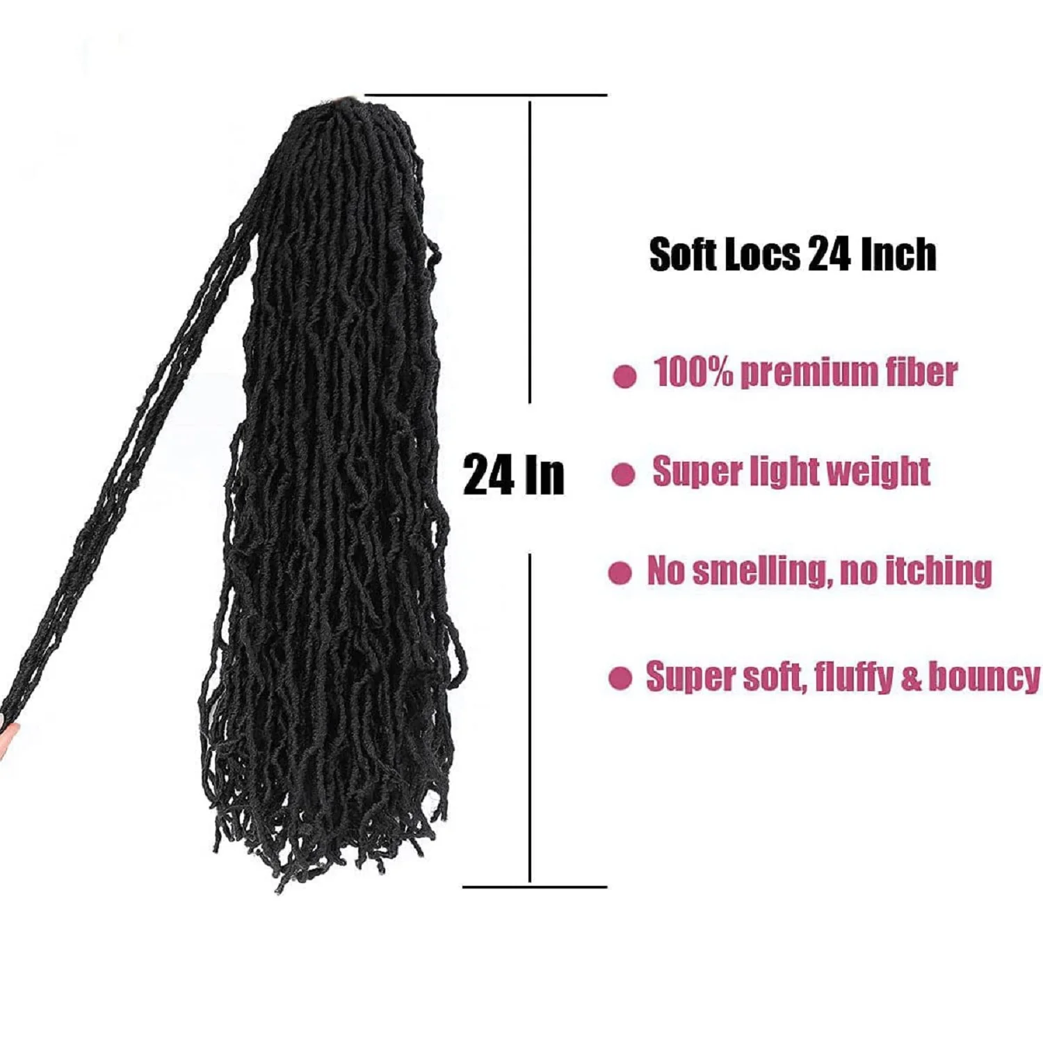 ZINAN Faux Locs Crochet Hair 24 Inch Soft Pre-looped Soft Goddess Curly Wavy Braids Hairs For Women Synthetic Hair Extensions