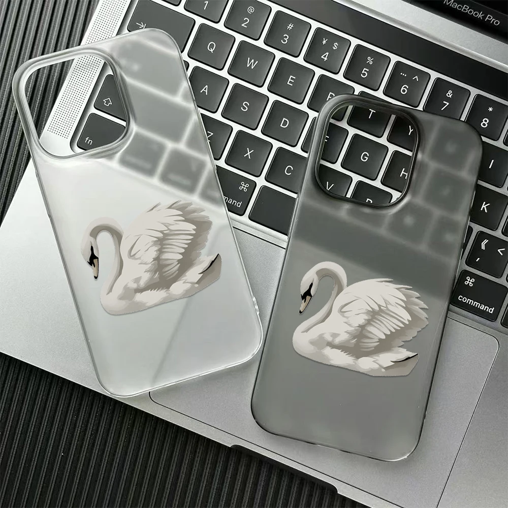 

Elegant White Swan Phone Case For iPhone 17 16 15 14 Plus 13 12 11 Pro Max 17 Air Swan Print Frosted Soft TPU Shockproof Cover