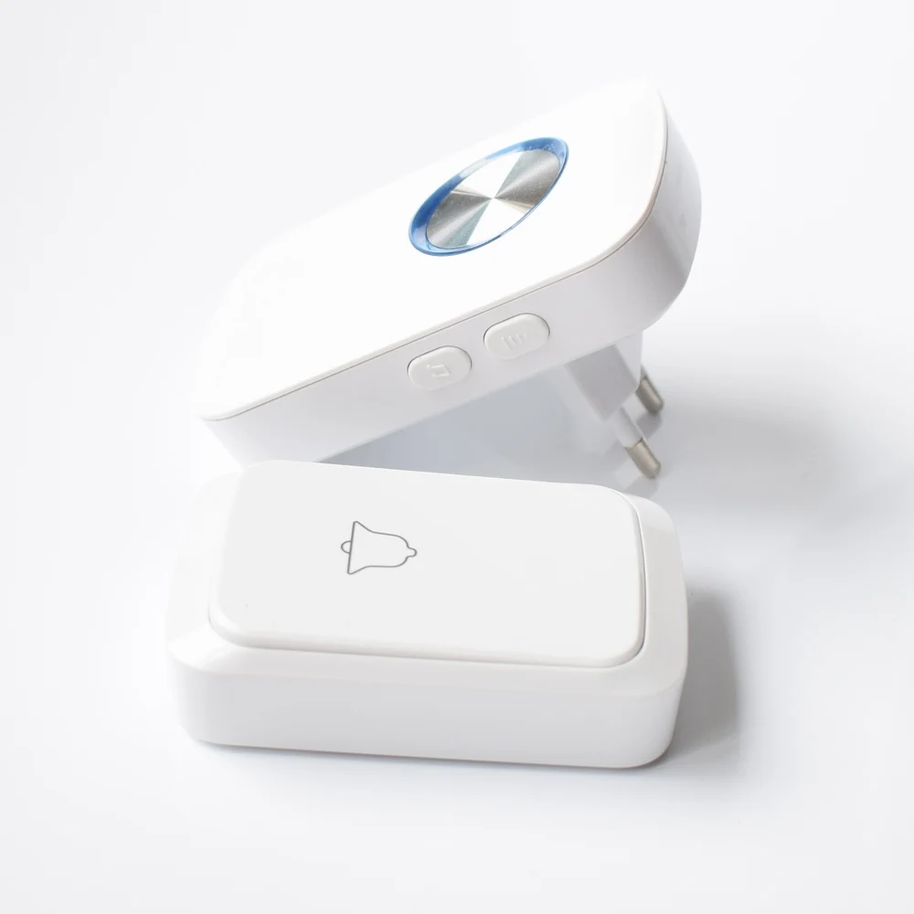 مقاوم للماء جرس الباب اللاسلكي A28 مصباح ليد المنزل جرس الاتصال الدائري عن بعد 60 الدقات 5 مجلدات الاتحاد الأوروبي التوصيل التيار المتناوب 110-240 فولت