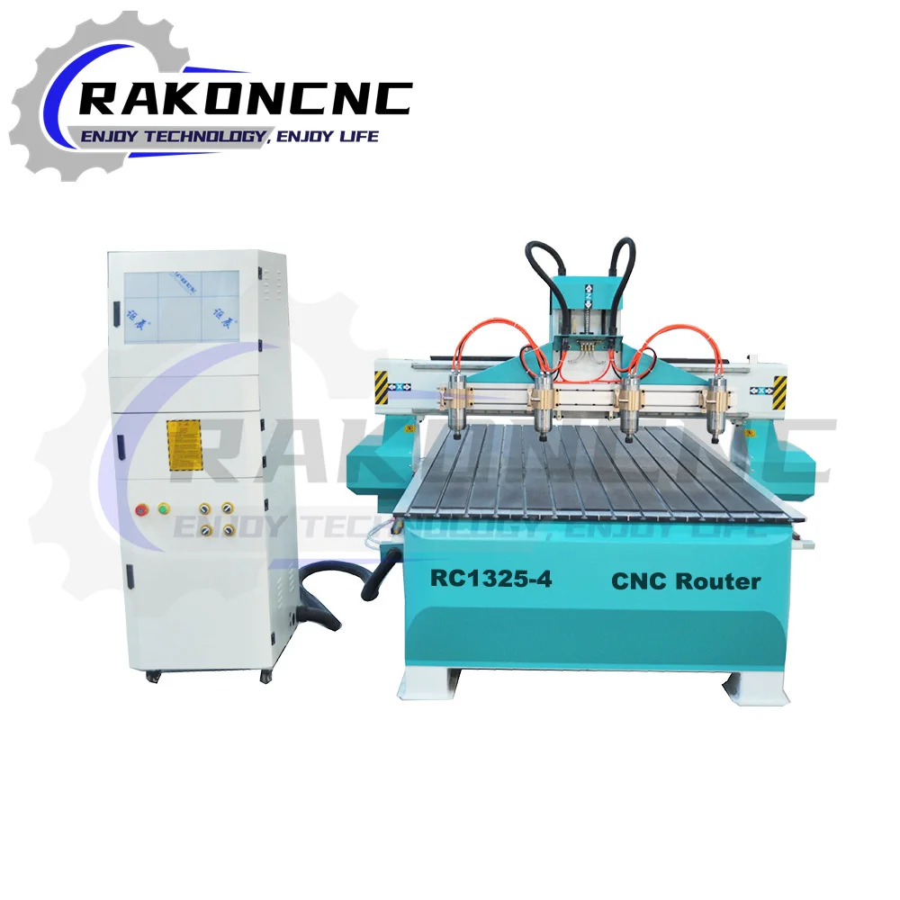 

1325 One Drag Four Multi - Head Furniture Advertising Cnc Router Embossing Cutting Cnc Wood Carving Machine