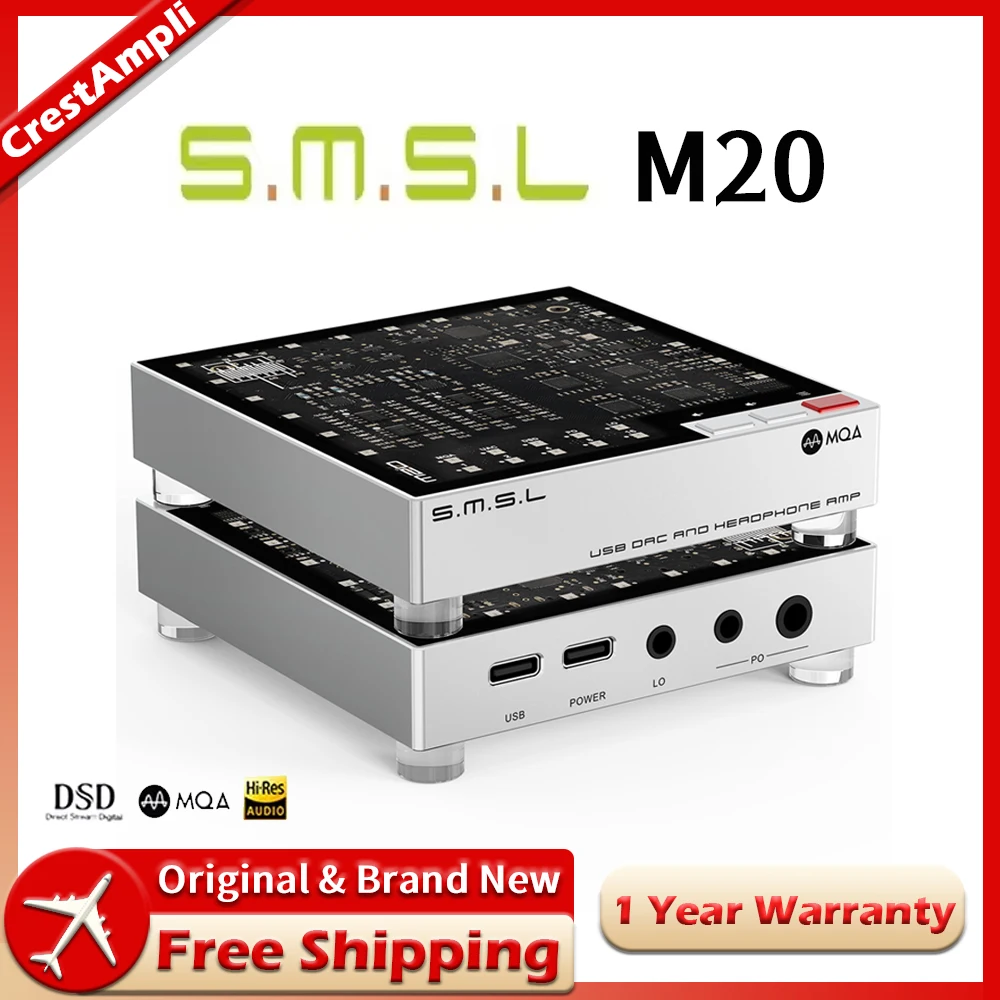 

SMSL M20 Hi-Res Audio Decoder CS43131 TPA6120A2 Chip MQA XU316 DSD256 USB Input 3.5mm 4.4mm jack Headphone Amplifier
