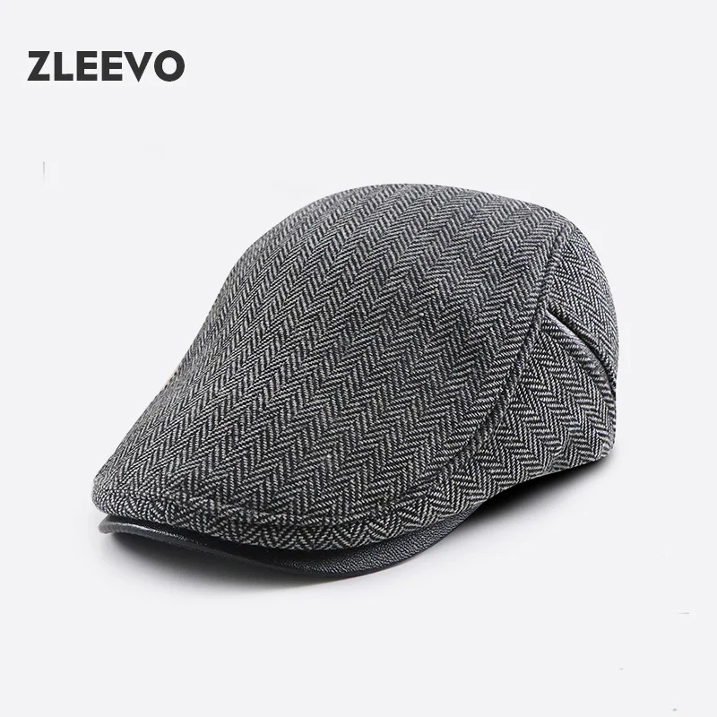 

Men's Retro Advance Hats Children's British Painter Hat Pu Middle-aged And Elderly Warm Peaked Cap Young People