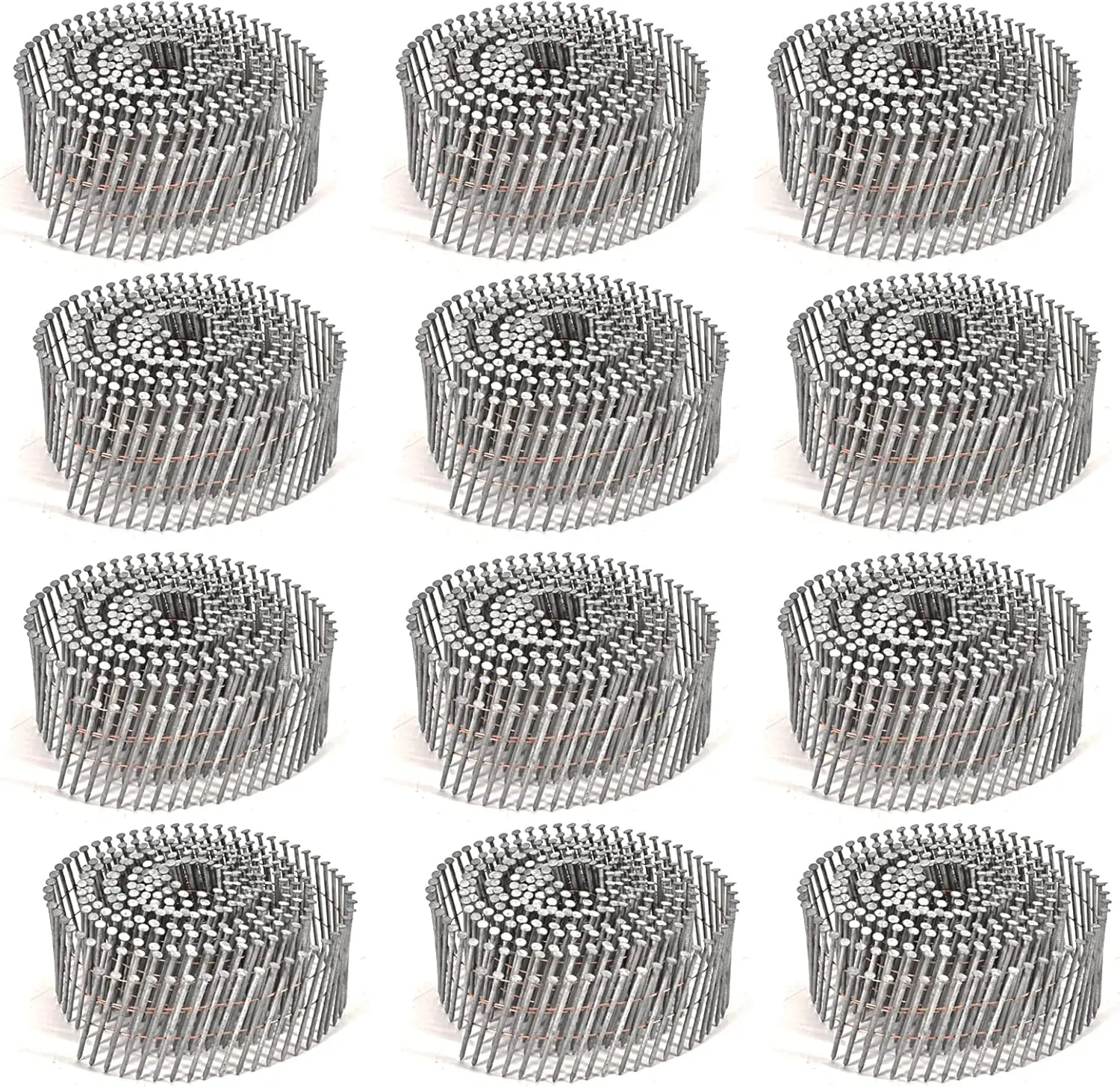 

3600 Count 15-Degree 2-Inch Coil Ring Shank Siding Nails, Hot-Dipped Galvanized, Full Round Head for Nailers