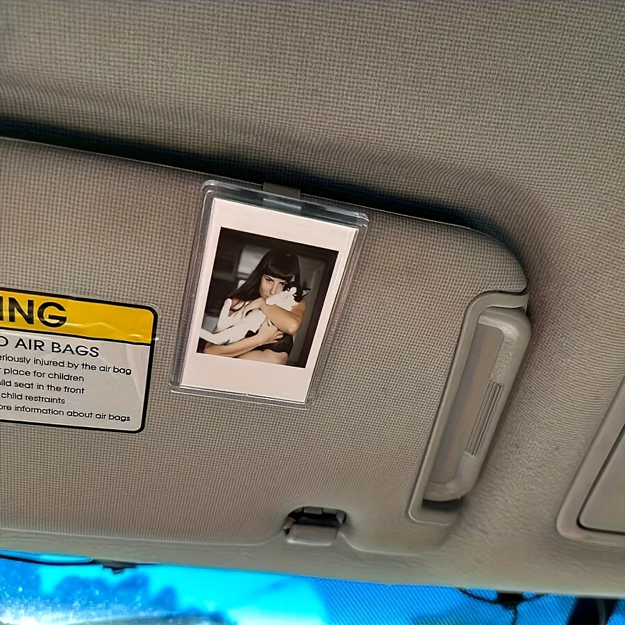 1pc Custom Sun Visor Photo Clip Scratch Resistant Personalized Photo Frame Tool-Free Installation No Charging Required
